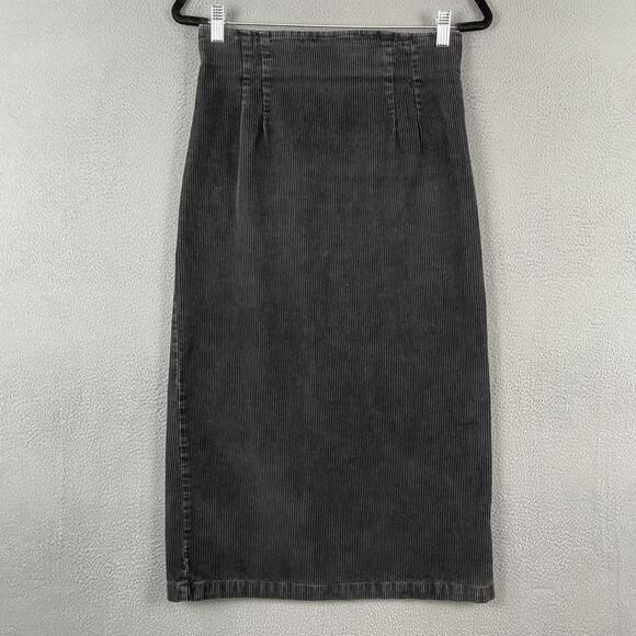 Paul Harris Design Skirt Womens 6 Gray Corduroy High Waist Midi Classic 90s - Picture 1 of 6